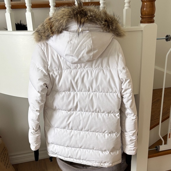 Canada Goose White Puffer Jacket with Fur Hood - Picture 3 of 9